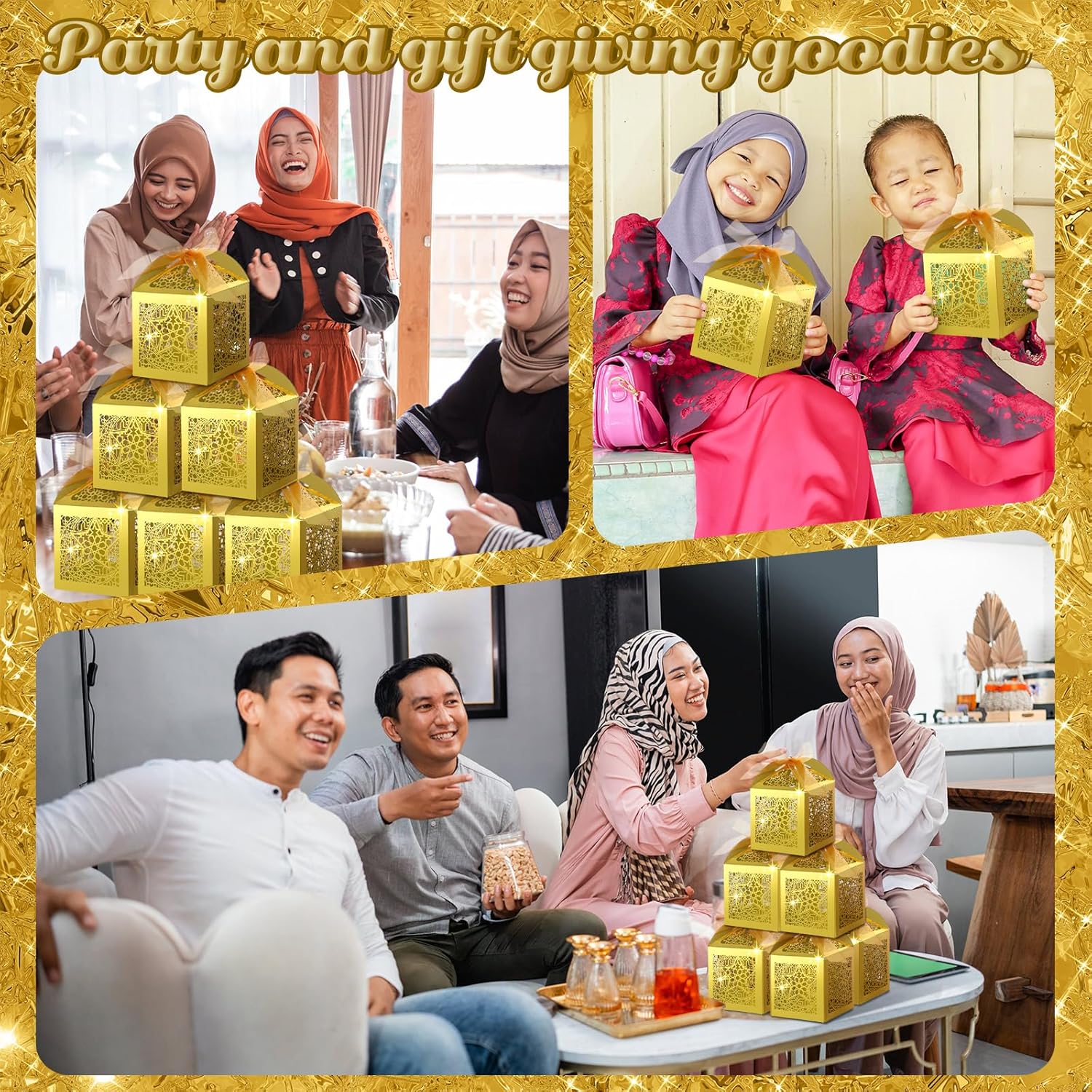 ReliThick 50 Pcs Ramadan Eid Mubarak Candy Box Set Ramadan Gift Boxes with Ribbons Muslim Party Favor Boxes Paper Thank You Gift Box for Eid Islamic Party Birthday Decorations(Star) - Image 5