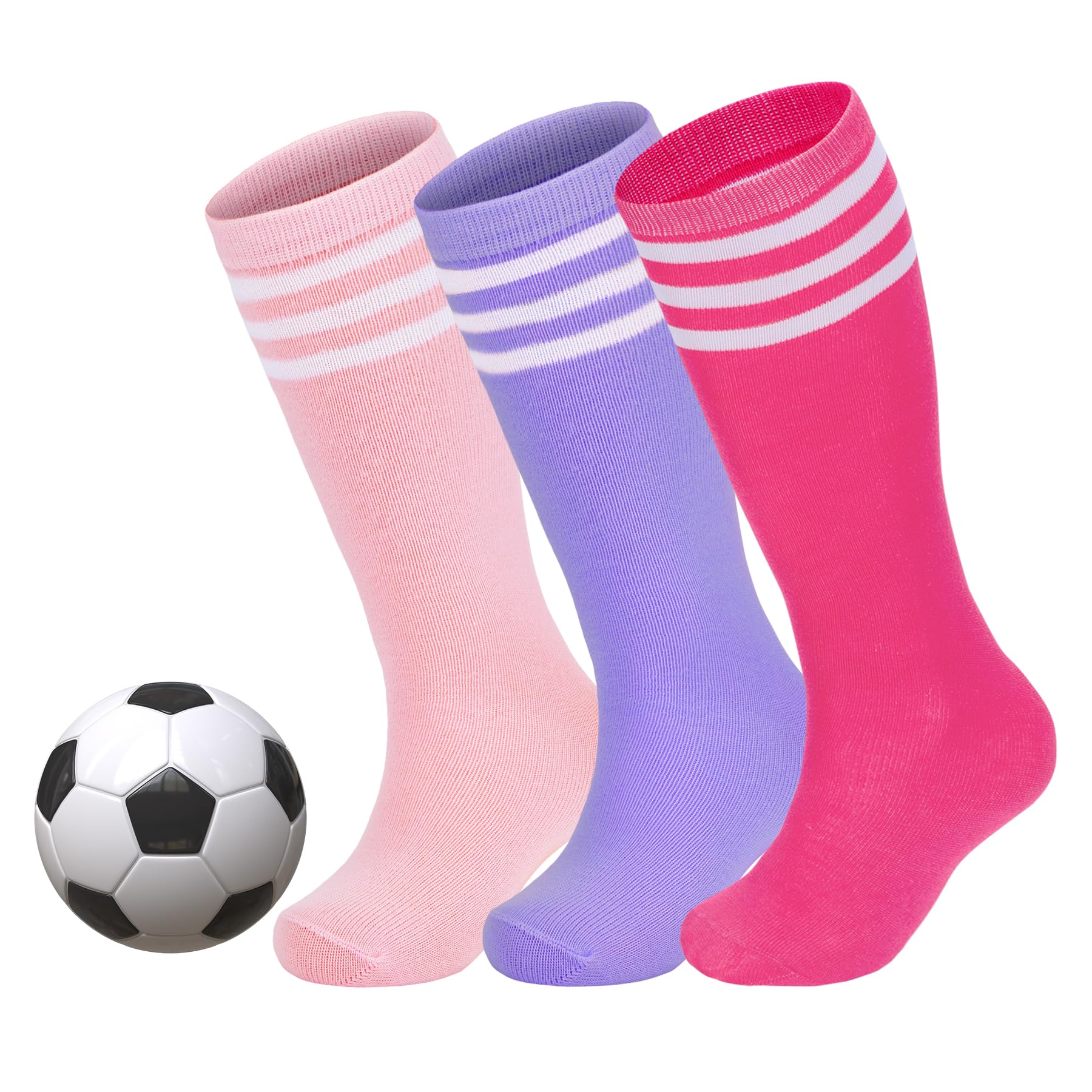 ZandoKids Soccer Socks Youth Baseball Football Softball Cotton Uniform Girls Knee High Socks
