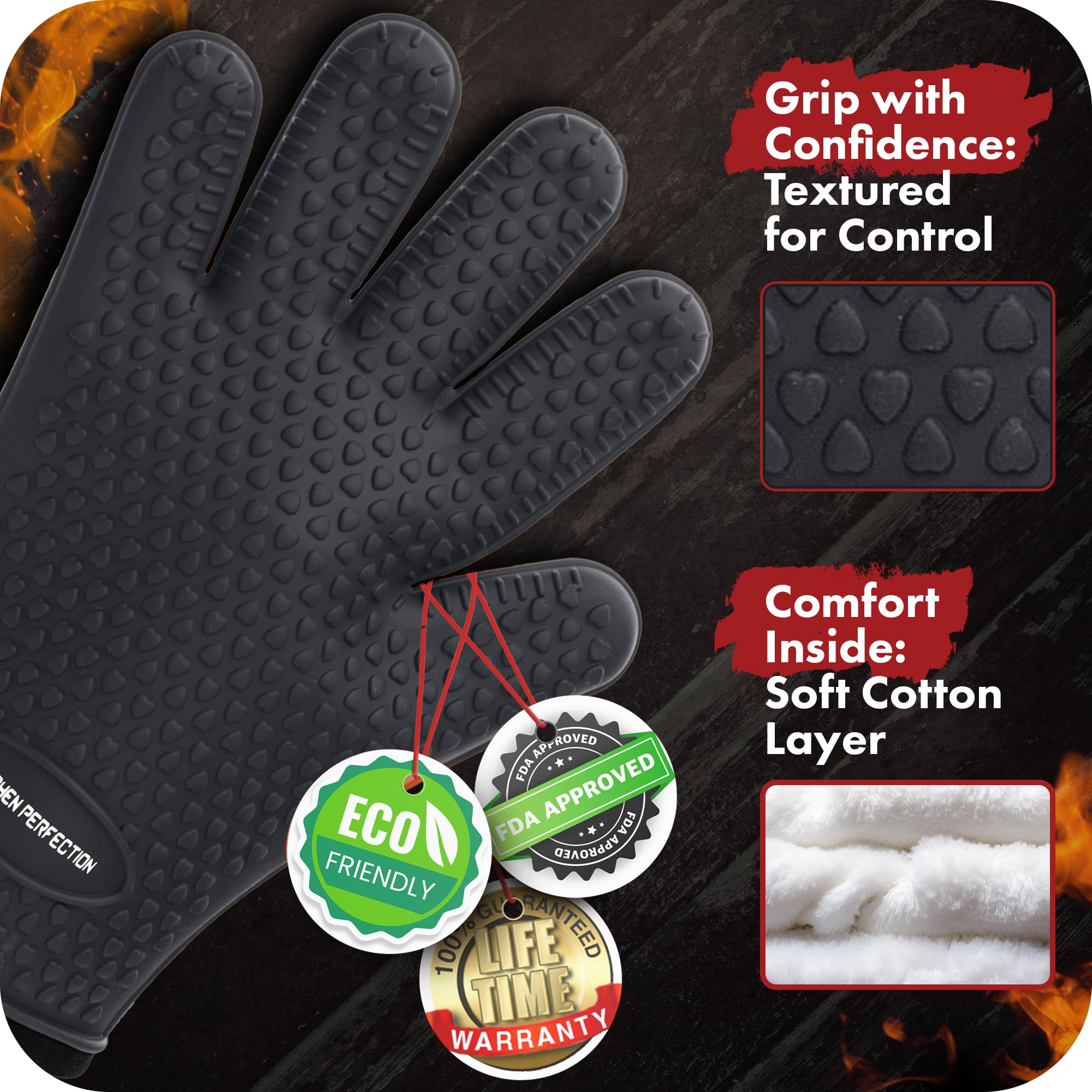 Amazon｜KITCHEN PERFECTION Silicone Smoker Oven Gloves-Extreme