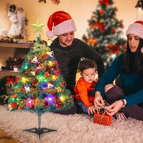 Miniatura 2 de Mini árbol de Navidad, 24 pulgadas23.6 in, árbol de Navidad artificial de mesa pequeño con adornos para decoración de vacaciones, hogar, oficina