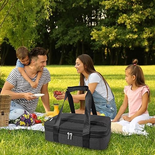 Miniatura 7 de Cazuela aislada, portador de cazuela para alimentos calientes o fríos, bolsa transportadora de platos expandible, bolsa portátil para tartas, bolsa