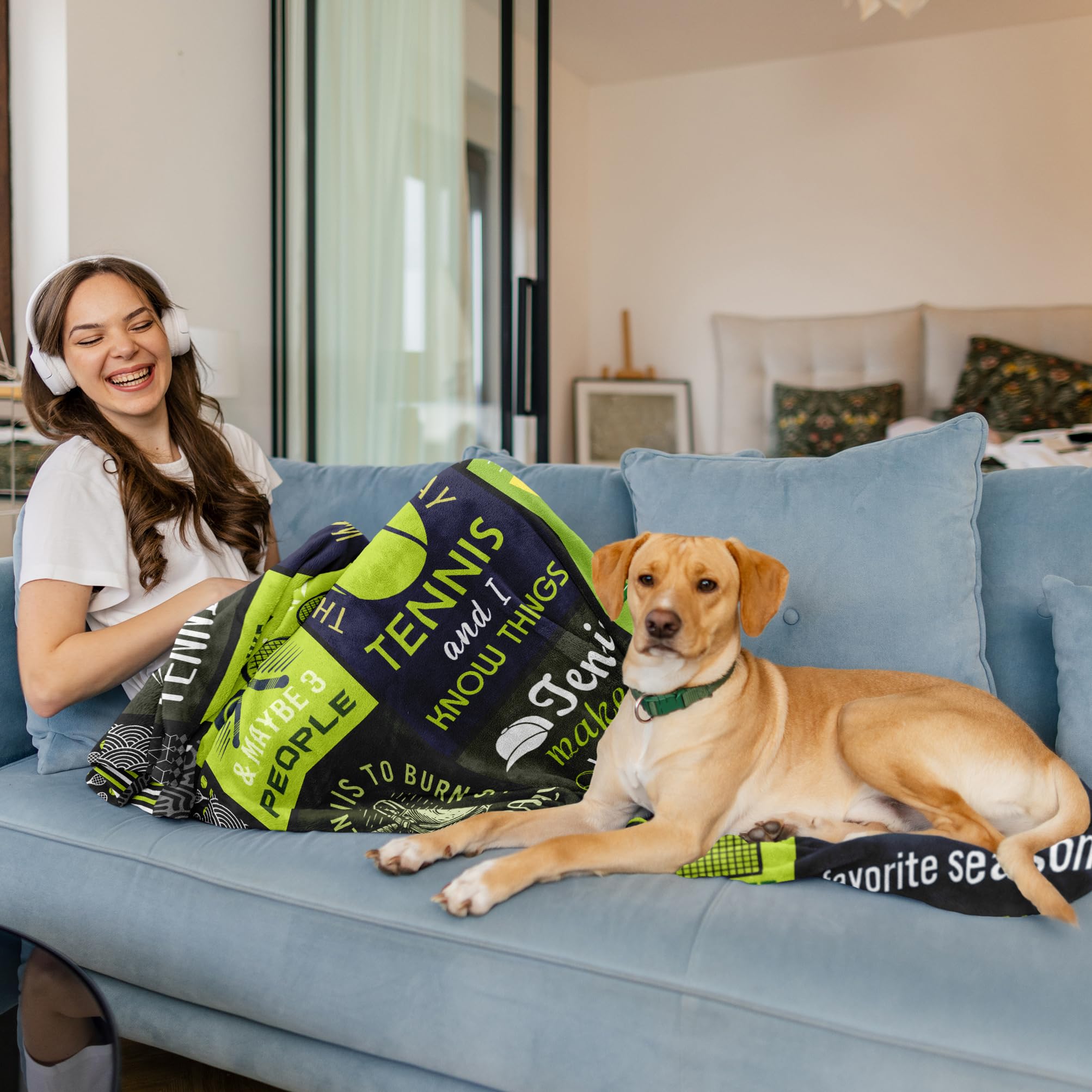 Unique Tennis Gifts Women/Men/Girls/Boys, Funny Tennis Players/Lover Gift Ideas, Tennis Accesories/Stuff for Party, Tennis Themed Soft Blanket 50'' x 60''