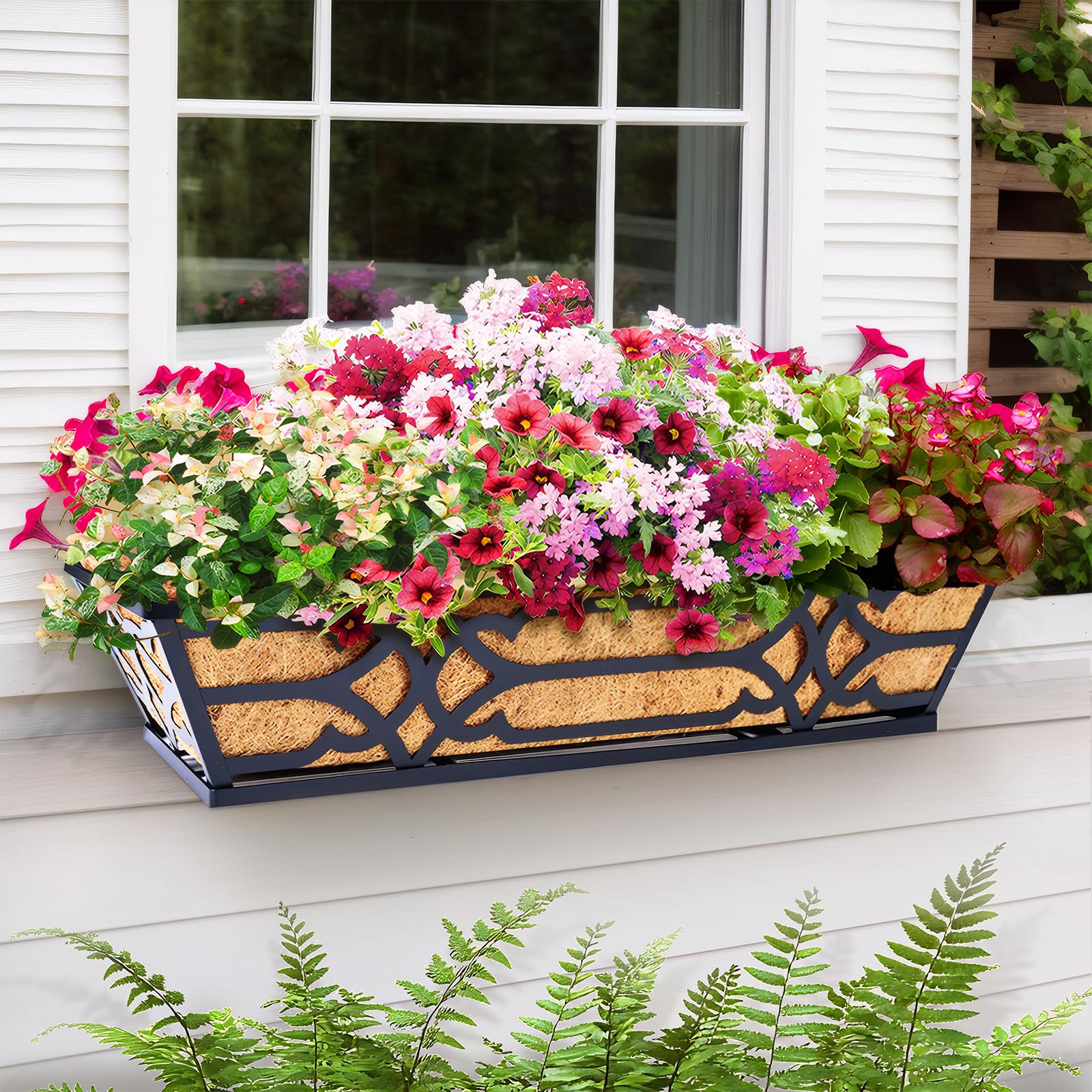 Rugg 30 Inch Window Box Coco Liner Planters 2-Pack 30 Inch Window Box Planters With Coco Liners ...