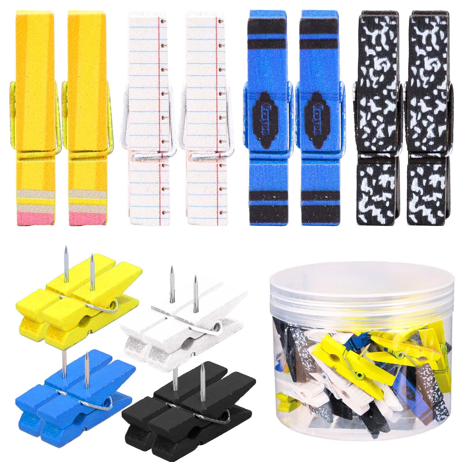 Chinchetas con clips de madera que sujetan tus hojas sin romper el papel del cuaderno