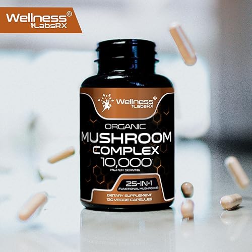 Miniatura 9 de WELLNESS LABSRX Cápsulas de suplemento de hongos extracto 101, cápsulas complejas de hongos 1000 mg, suplemento de melena de león con cola de pavo,
