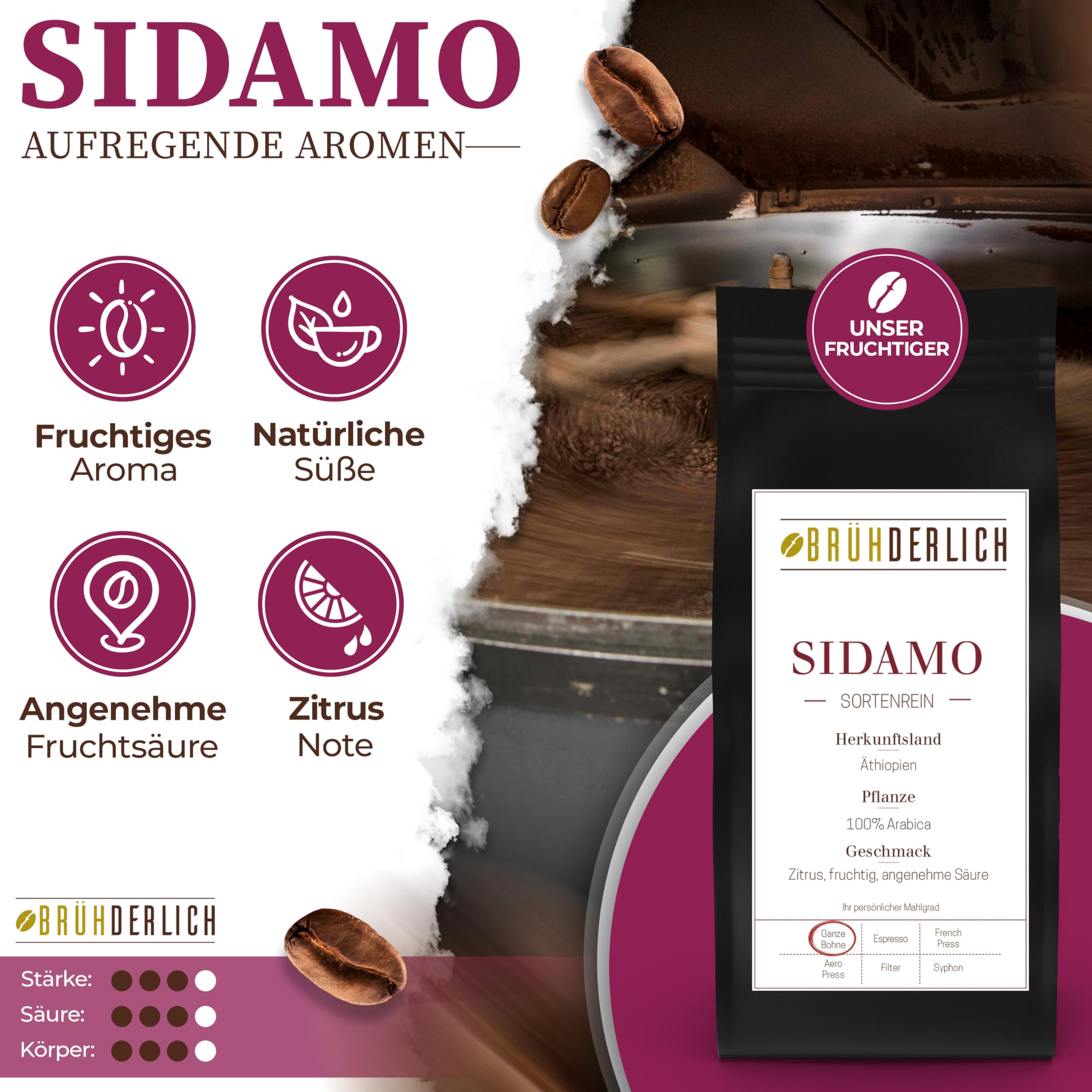 BRÜHDERLICH Kaffee Geschenkset 500g (4×125g) ganze Bohnen Premium Arabica Coffee Beans Geschenk für Kaffeeliebhaber