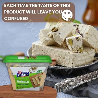 El Rashidi El Mizan Halawa Halva With Pistachio Was Made From Natural Raw Materials No Preservatives No Additives Non Gmo Or Artificial Colors (1Pack8.82 oz /250 gm)