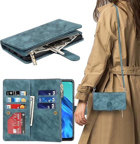 Havaya Funda cruzada para Moto g Power 2022 con correa para mujer con tarjetero para Motorola g Power 2022 con cremallera, con ranura para tarjeta