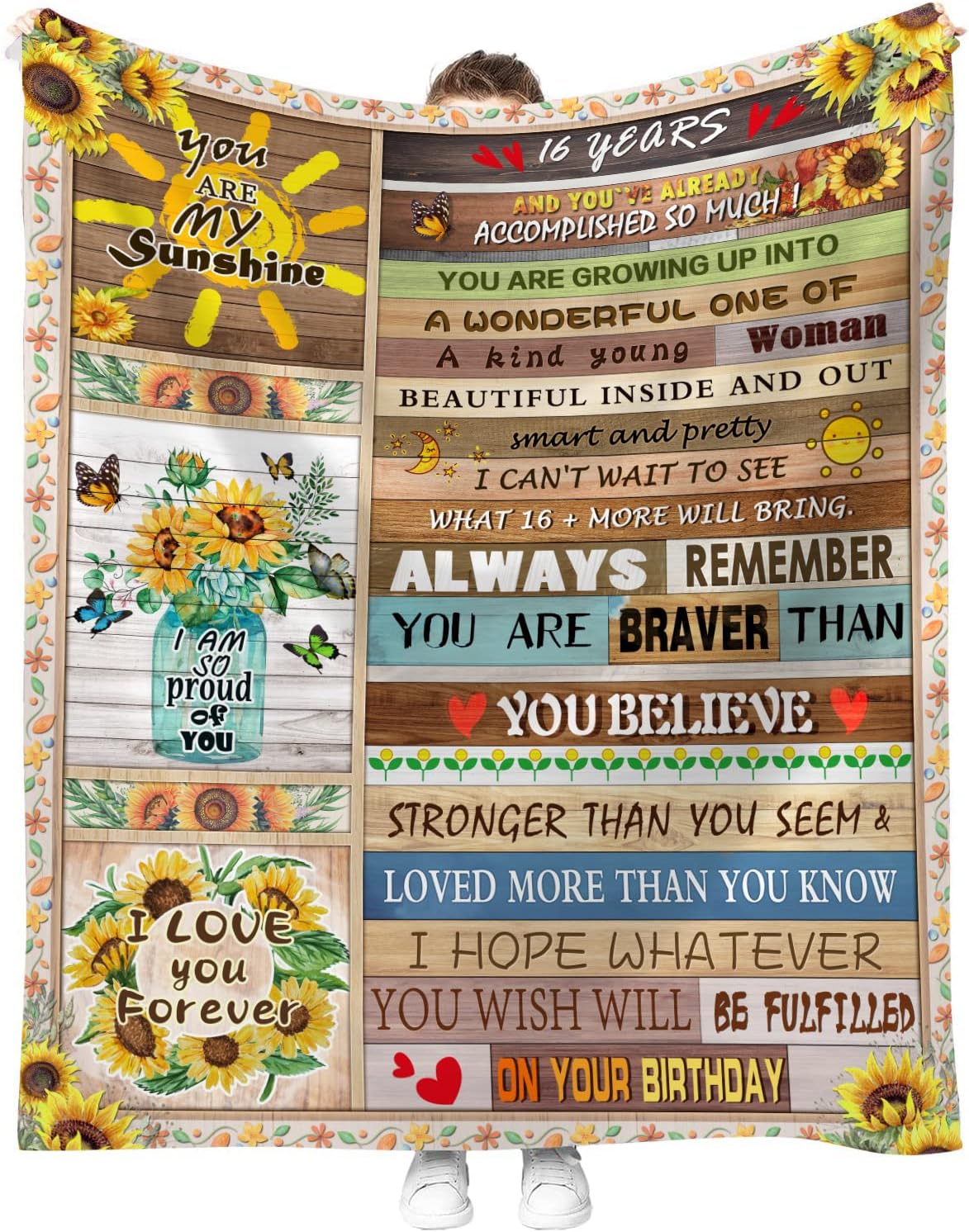 Sweet 16 Birthday Decorations, Sweet 16 Gifts for Girls, Sweet 16 Blankets for Teenagers, 60"x50" Blanket,16 Year Old Girl Gifts for Daughter Bestie Sister Birthday (Sweet 16 gifts, 60"L x 50"W)