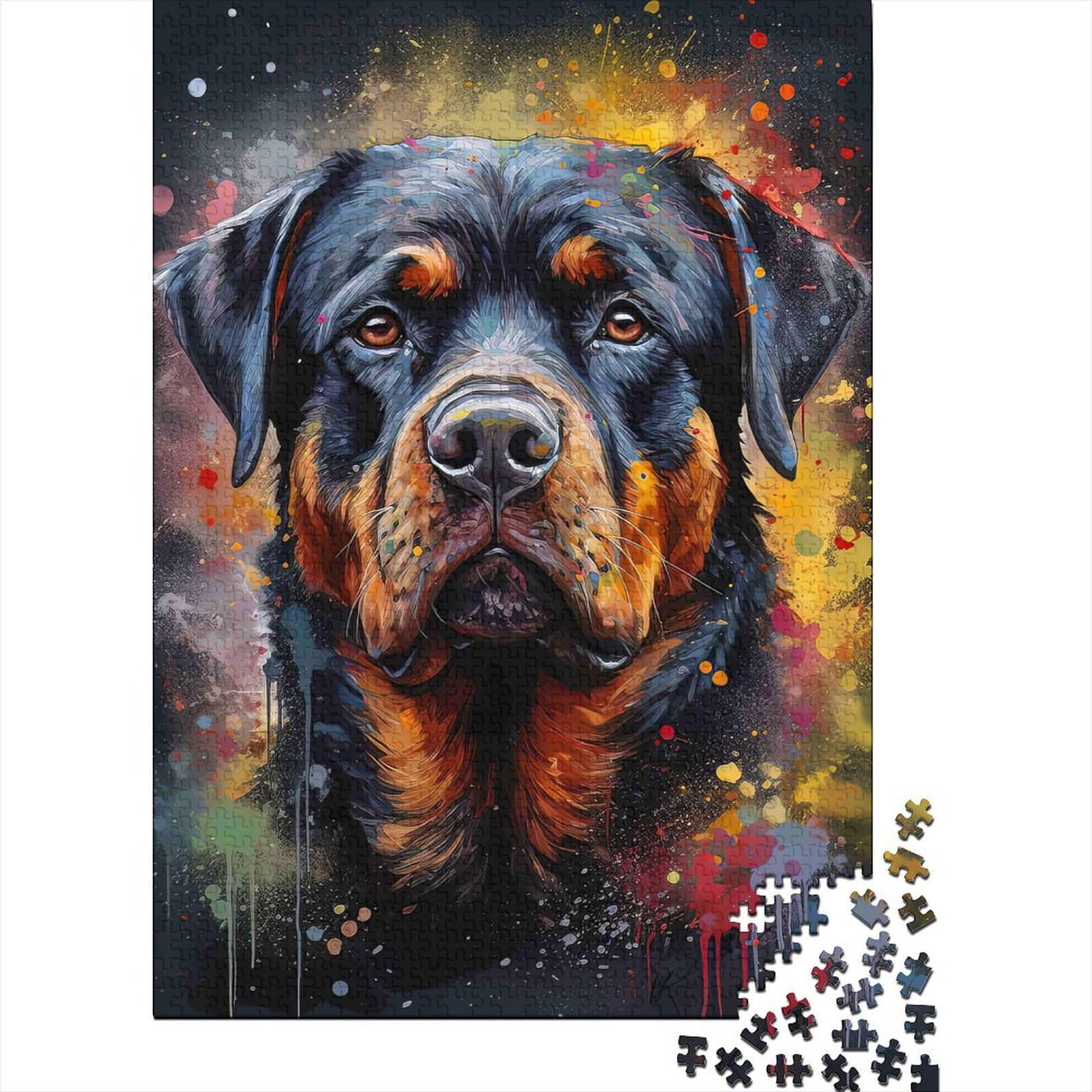 Rottweiler 1000 Piece Jigsaw Puzzle Paperboard for Adults Realistic Style Wall Art Decor Leisure Hobby Relaxing Challenge