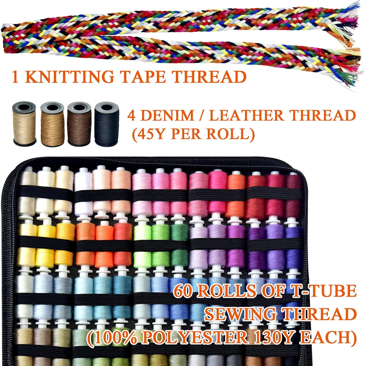 Sewing Kit with Case Portable Sewing Supplies for Home Traveler, Adults, Beginner, Emergency, Contains 60 Sewing Thread, Scissors, Needles, Measure etc（Dark Violet，XL)