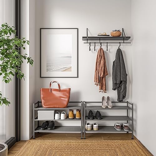 Miniatura 5 de Seville Classics Estante de almacenamiento independiente resistente para dormitorio, armario, entrada, organizador de dormitorio, estante apilable