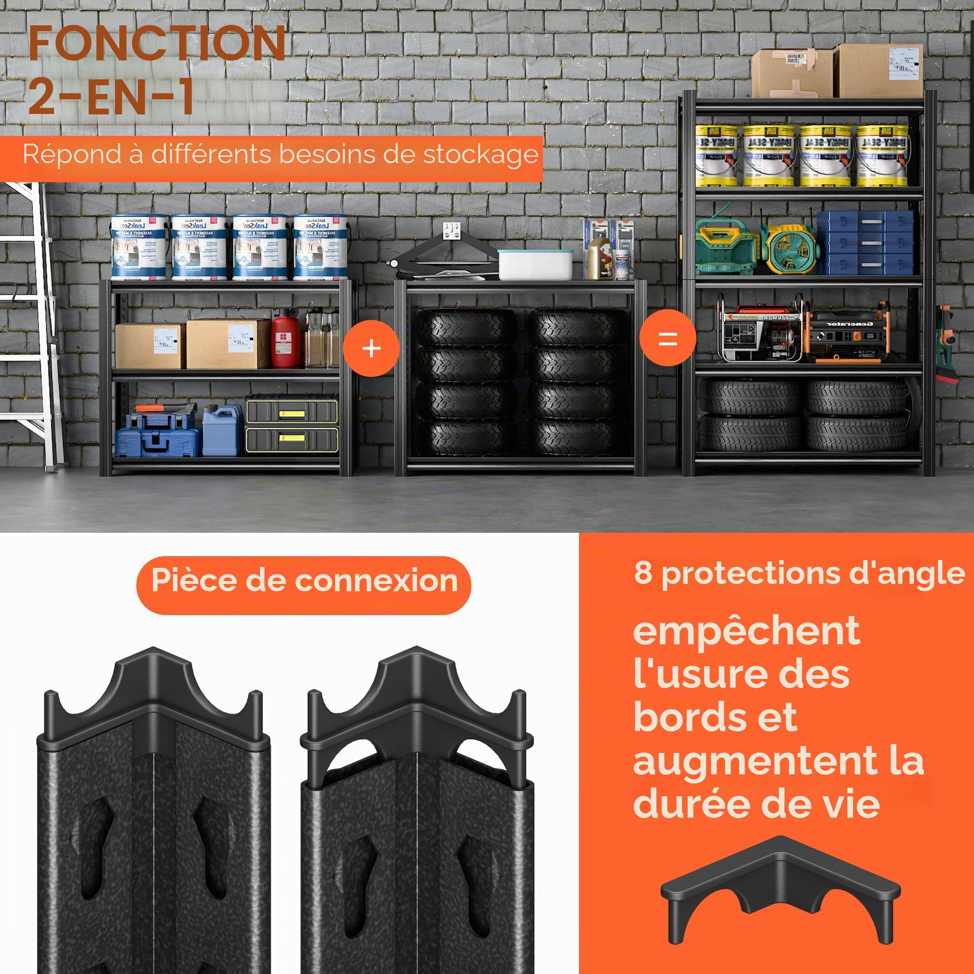 SUPEER Étagère pour charges lourdes - Meuble de rangement en métal - 183 x 90 x 40 cm - Noir - 5 étagères réglables - Pour cave, stockage - Charge maximale : 1000 kg