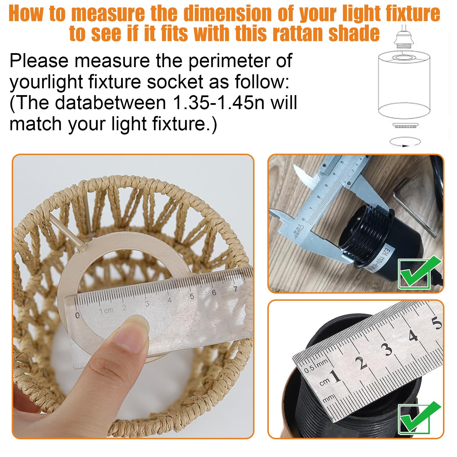 Pantalla Lampara Ratán 2 Piezas Pantalla De Lámpara Boho Decoración del Hogar para E27 E14 Lámparas de Mesa Lámparas Colgantes de Pie