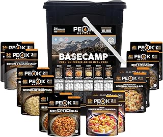 Peak Refuel Basecamp Bucket 3.0 | 100% Real Meat | Premium Freeze-Dried Meals for Backpacking, Camping & Survival | MRE Em...