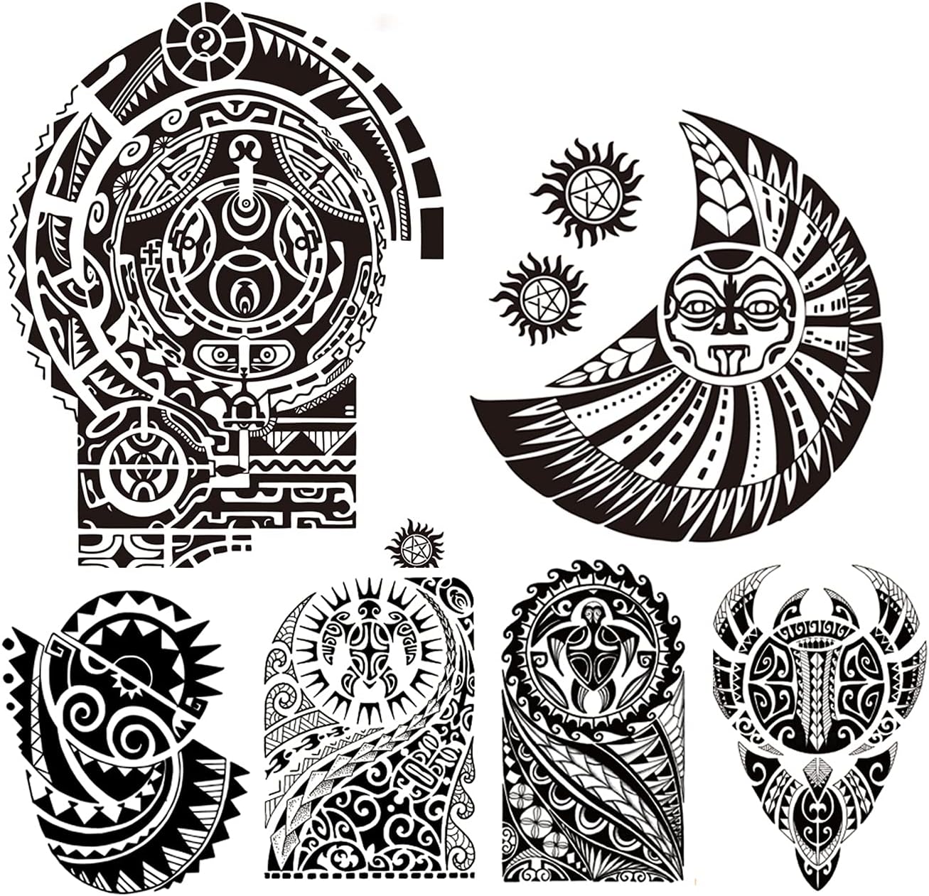 Leoars Extra Large Temporary Tattoo Similar the Rock Arm Chest Big Totem Body Tattoos Sticker Tribal Fake Black Tattoo for Men Women Makeup Waterproof, 6-Sheet