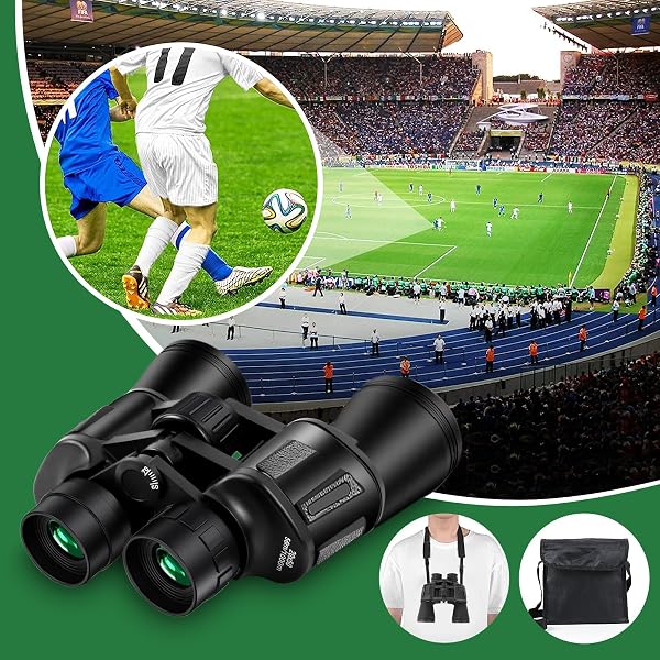 20x50 High Power Binoculars for Adults Bird Watching,Waterproof Binoculars Telescope with Clear Vision, BAK4 Prism, FMC Lens, Ideal Essenstials for Travel Camping Hiking Football Games Black - 4