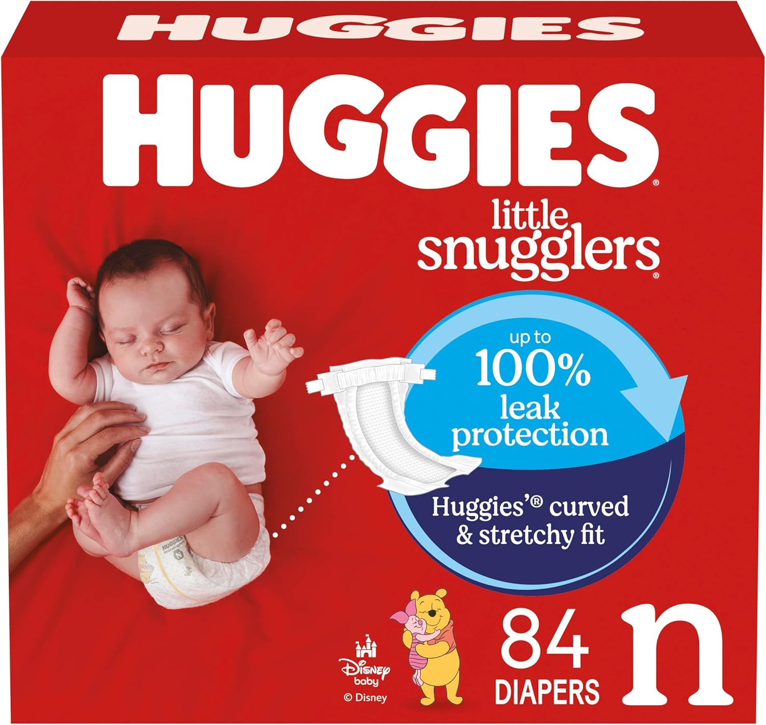 Huggies Size Newborn Diapers, Little Snugglers Baby Diapers, Size Newborn (up to 10 lbs), 84 Count, Packaging May Vary Newborn 84