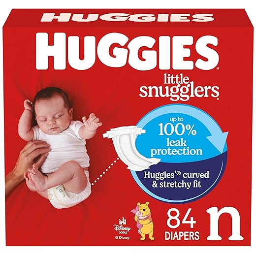 Huggies Size Newborn Diapers, Little Snugglers Baby Diapers, Size Newborn (up to 10 lbs), 84 Count, Packaging May Vary