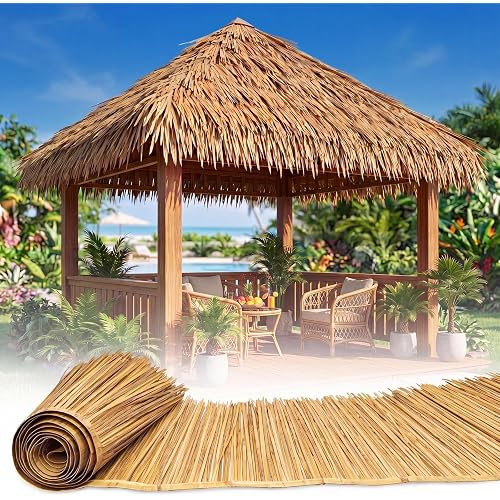 16.5ft x 20in Artificial Palm Thatch Roll, Mexican Tiki Hut Grass Roof