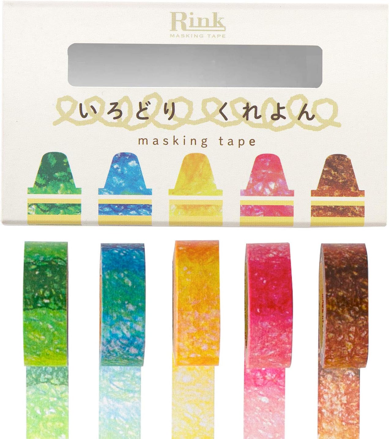 Rink Japanese Washi Tape / Crayon Design / Set of 5