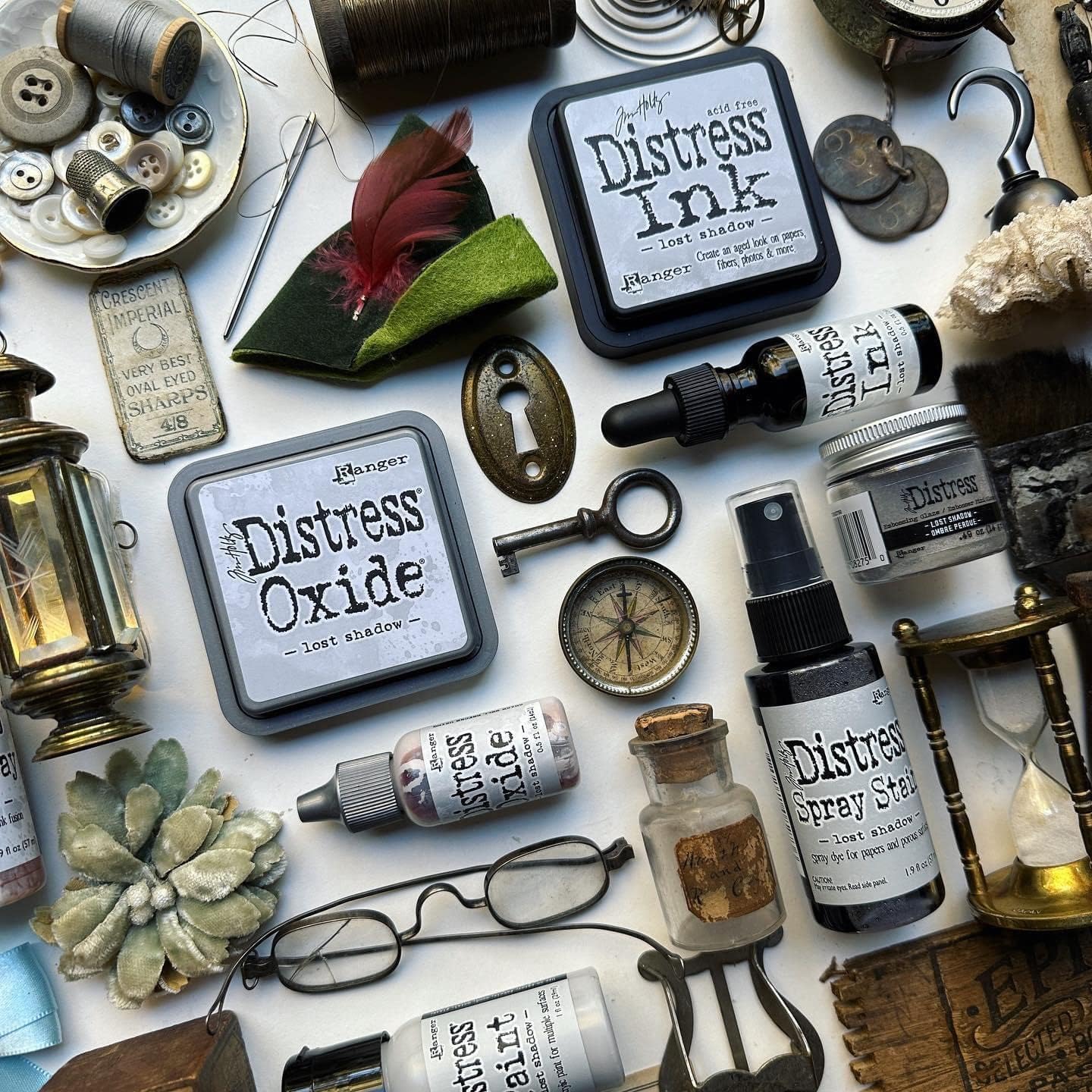 Lost Shadow - Distress Ranger Ink - Tim Holtz - Both Distress and Oxide Ink Pads and Reinkers - January 2023 Release Bundle of 4