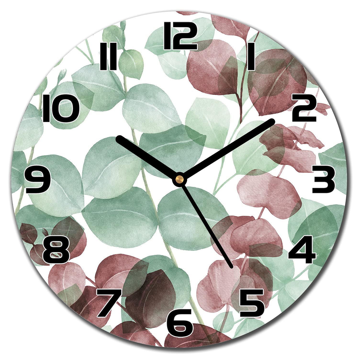 Horloge en verre 30 cm pour cuisine avec aiguilles noires