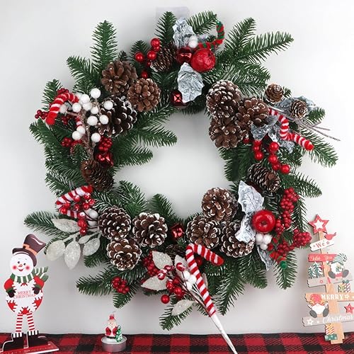 Miniatura 7 de Jangostor 6 púas florales de Navidad para bastones de caramelo de Navidad, púas de bayas artificiales con cascabeles, piñas de pino, hojas de acebo