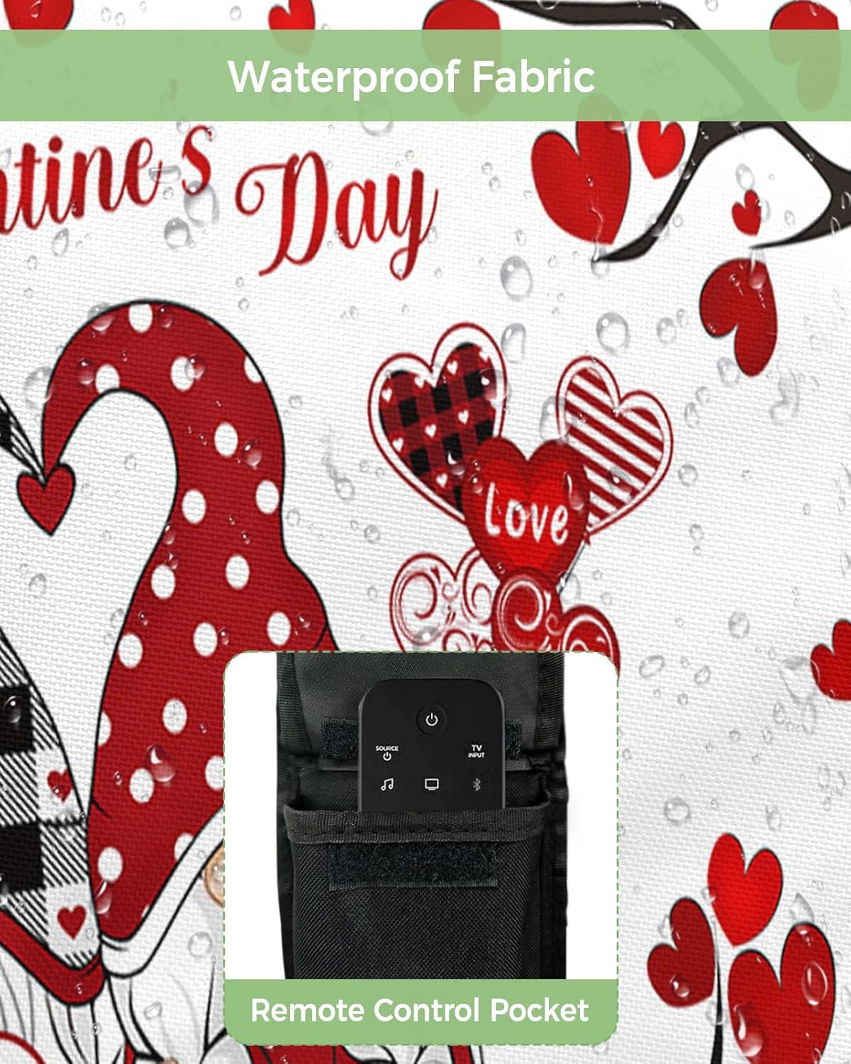 Outdoor TV Cover - Valentine's Day Cute Gnomes Love Tree White Waterproof and Weatherproof 48"-50" LCD Movable Shield TV Display Screen Protector Outside Television Covers