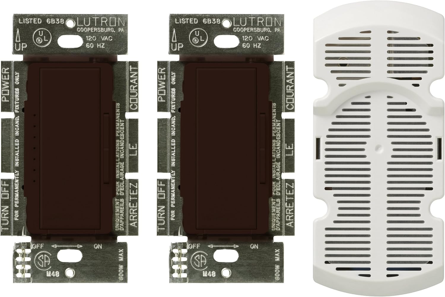 Lutron MA-FQ3-BR Maestro Multi Location Dimmer and Fan Control Kit, Brown