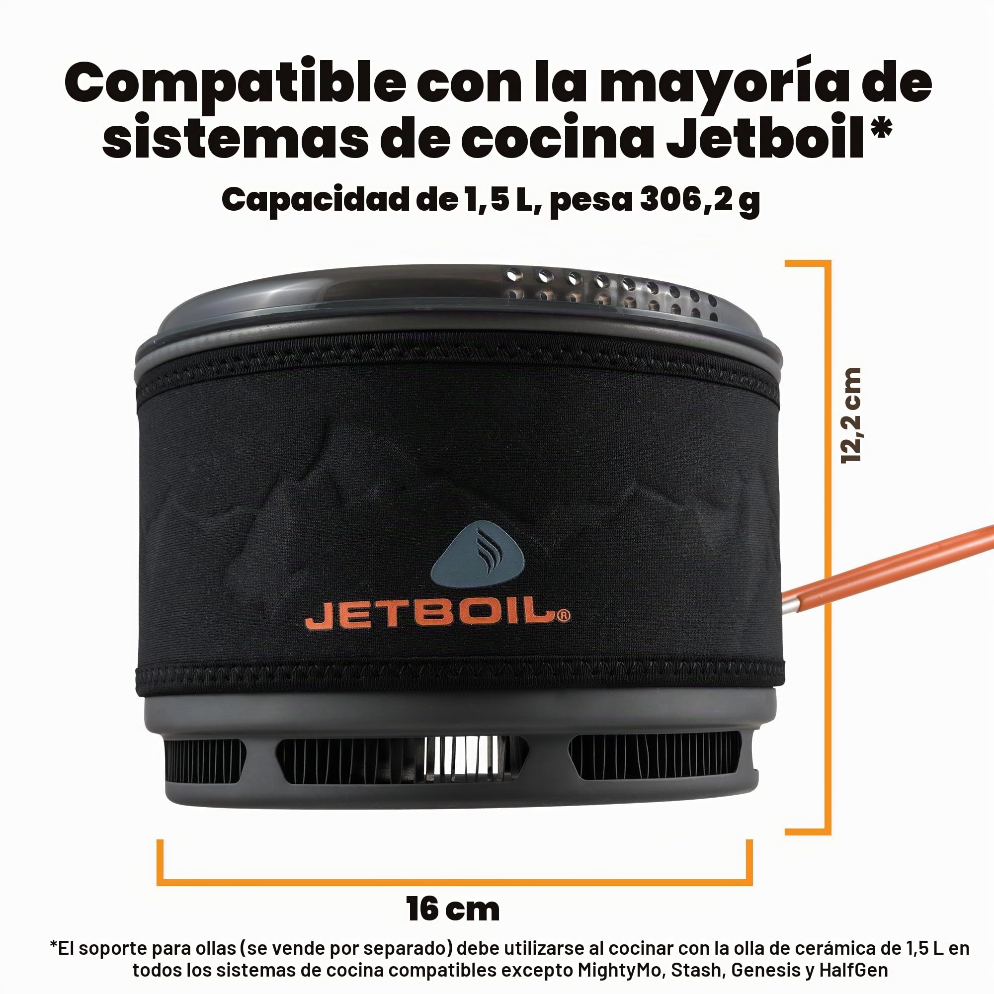 Jetboil Ceramic Cookpot Olla de Cocina, Unisex Adulto, Carbon, Talla única