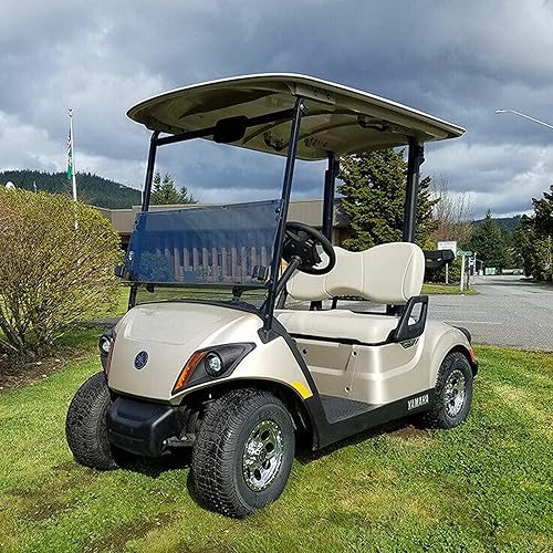 Vista 110 de Huskey - 2 fundas de asiento delantero para carrito de golf EZGO Medalist/TXT 94-13, costuras de diamante negro y azul de dos tonos con ribete azul