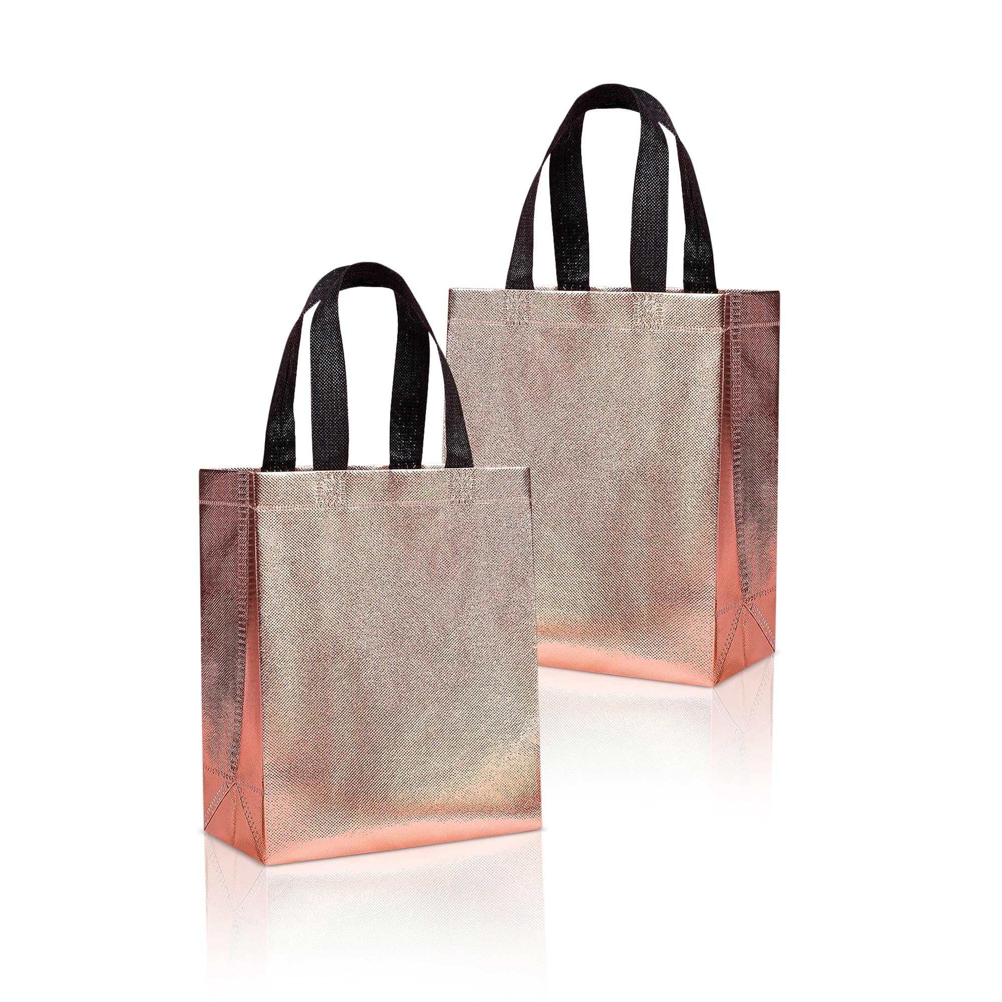 Drapme Small Size Pack of 10 Pcs Glossy Metallic Laminated Non-Woven Reusable Eco-Friendly Party Return Gift Bags (Rose Gold) (Small 9.5x10x4 Inch) (B09J8C8KPD) Amazon Price History, Amazon Price Tracker