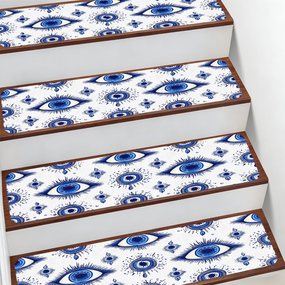 Alfombras antideslizantes para escaleras de interior Mexpekil protectoras con ojos mágicos azules