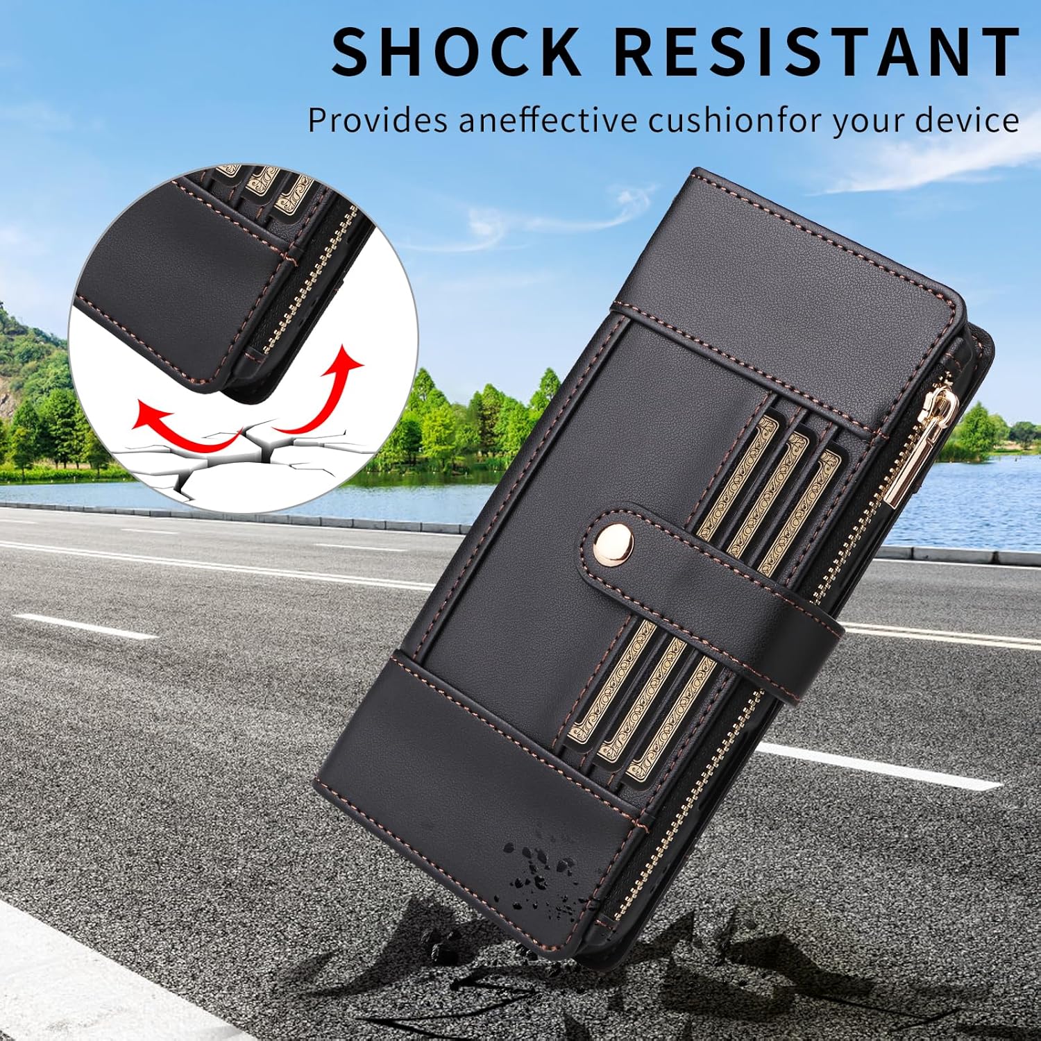 Asuwish Phone Case for Samsung Galaxy S23 Plus S23+ 5G Wallet Cell Cover with Screen Protector RFID Blocking Crossbody Strap Flip Card Holder S23plus 23S + S 23 23+ SM-S916U 6.6 inch Women Men Black