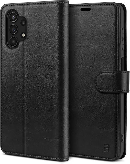 BEZ Samsung A13 Case, Samsung Galaxy A13 Case, Phone Case Compatible with Samsung Galaxy A13 4G, Protective PU Leather Wallet Flip Cover with Card Holders [RFID], Kick Stand, Magnetic Closure, Black