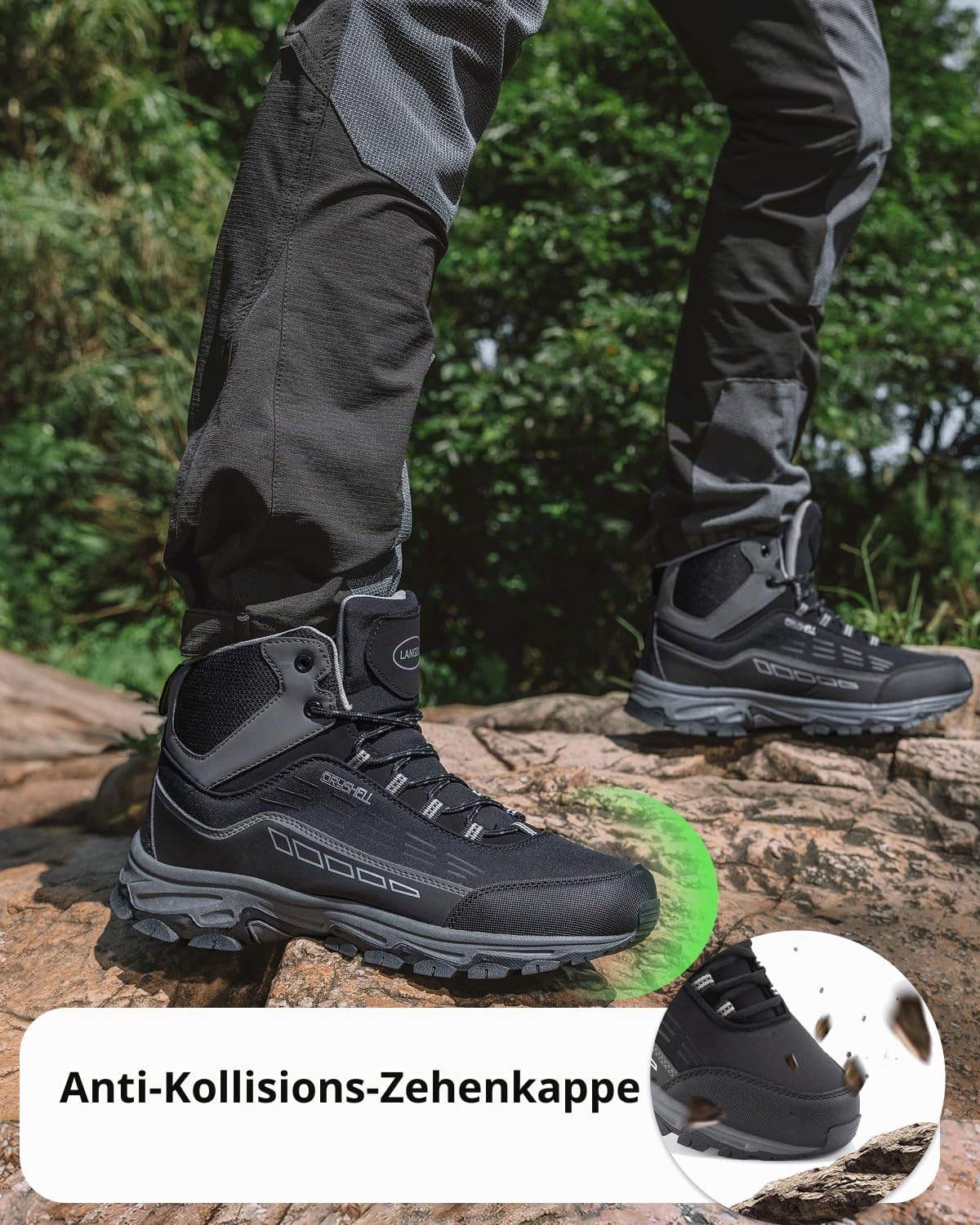 LANGDU Wanderschuhe Herren Damen Trekkingschuhe 37-46 | Atmungsaktiv,Wasserdicht,Rutschfest,Bequem,Stabil,Sportschuhe,Outdoor & Wandern