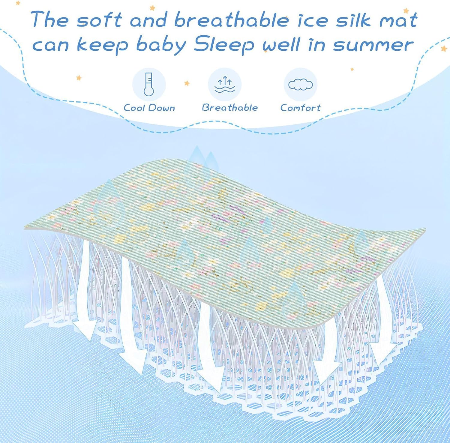 Simple Spring Flowers Cooling Baby Mattress 28" x 52" Breathable Mattress pad for Baby&Toddler