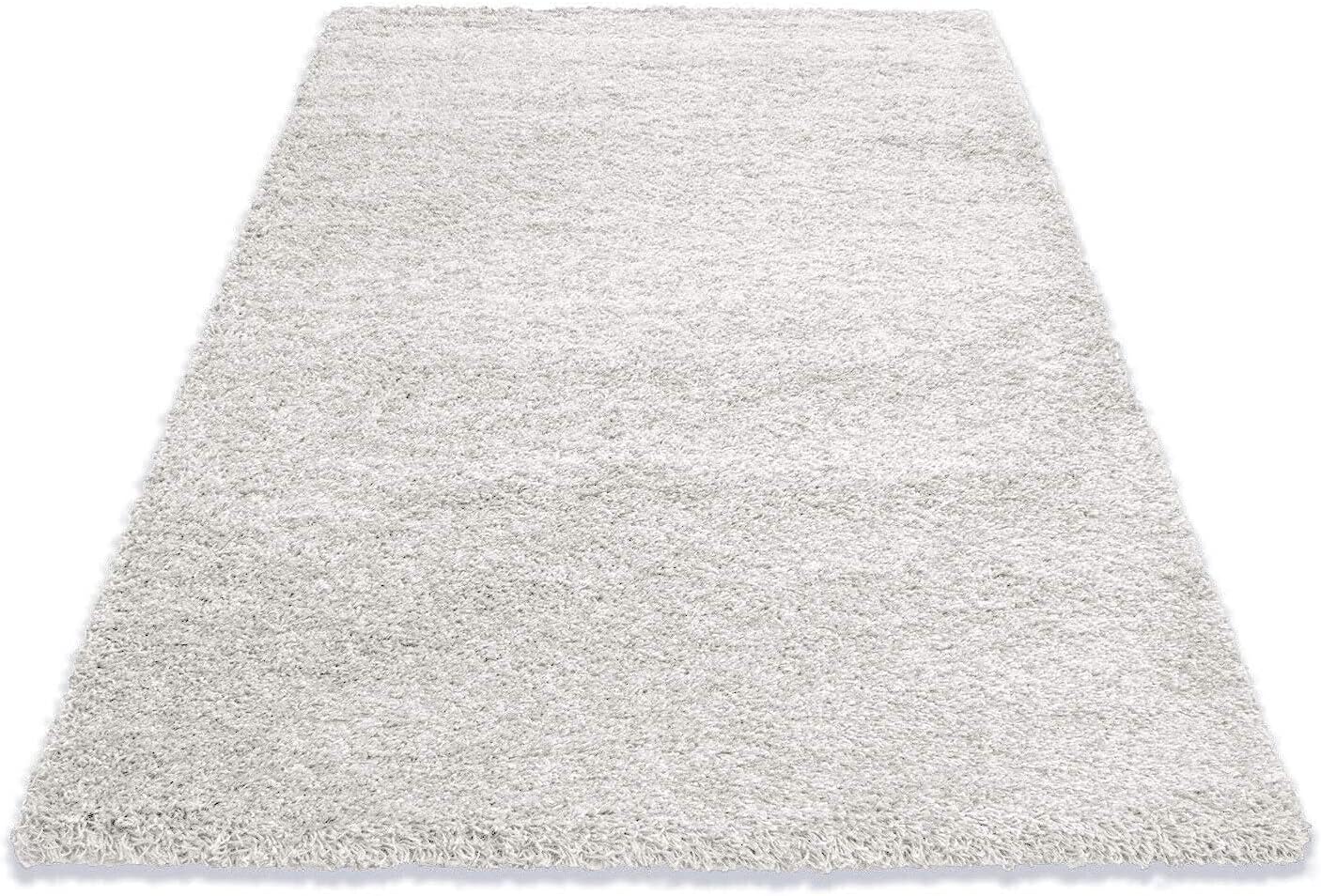 Plain Shaggy Rugs Living Room & Bedroom Soft Touch 5 CM Thick Pile Modern Bedroom Living Room Area Rugs Non Shed 6 x 9 Ft Size, White