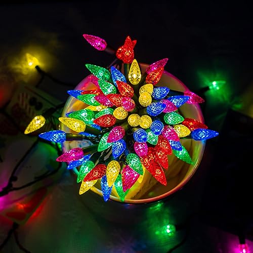 Miniatura 10 de Dazzle Bright Luces de Navidad C6 a pilas, paquete de 4 unidades en total 200 LED de 68 pies de luces de Navidad blancas cálidas con 8 modos,