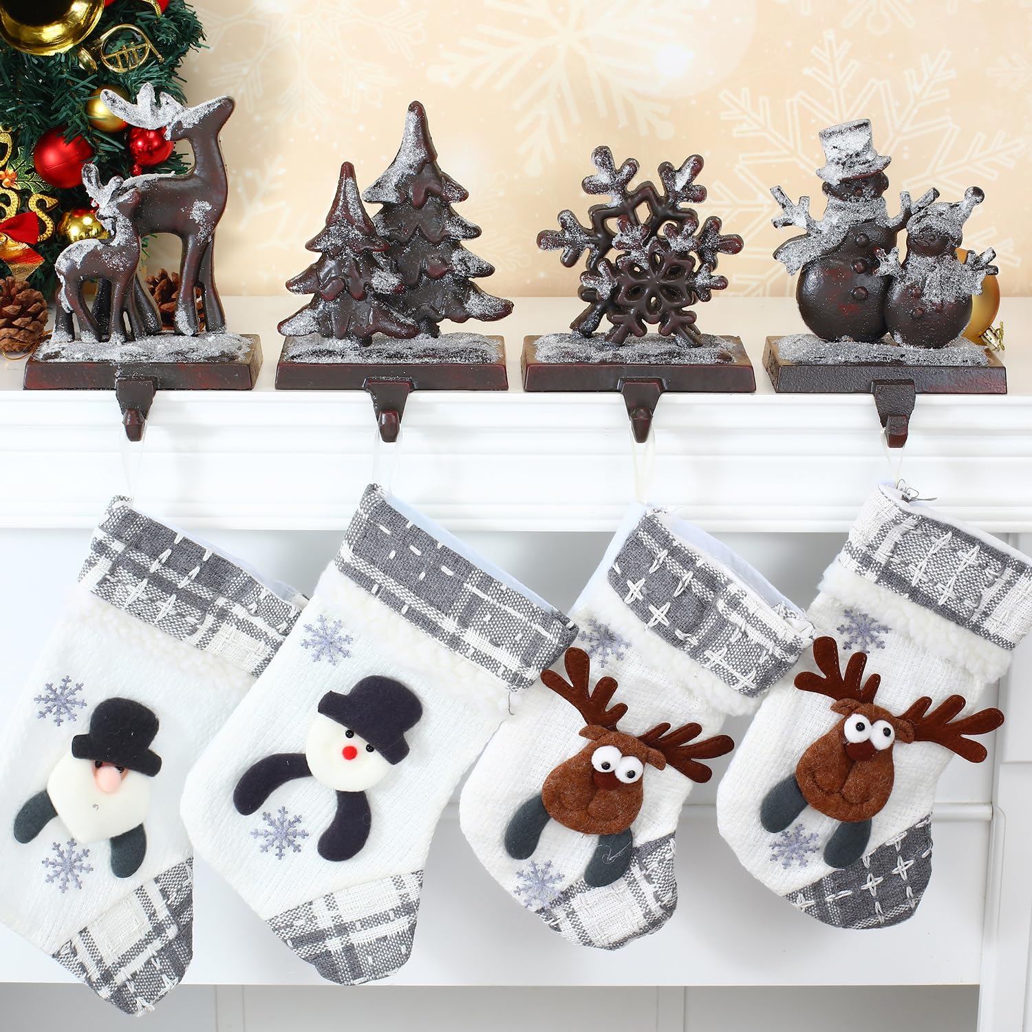 Crochet de cheminée de Noël réglable, guirxiété, chaussette