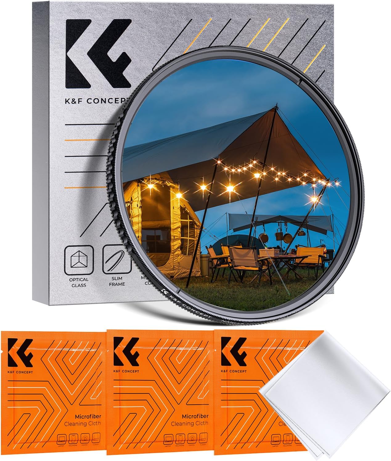 K&F Concept 82mm Variable 6-Point Starburst Lens Filter - Adjustable Cross Screen Effect, 18-Layer Coated Optical Glass + Cleaning Cloths