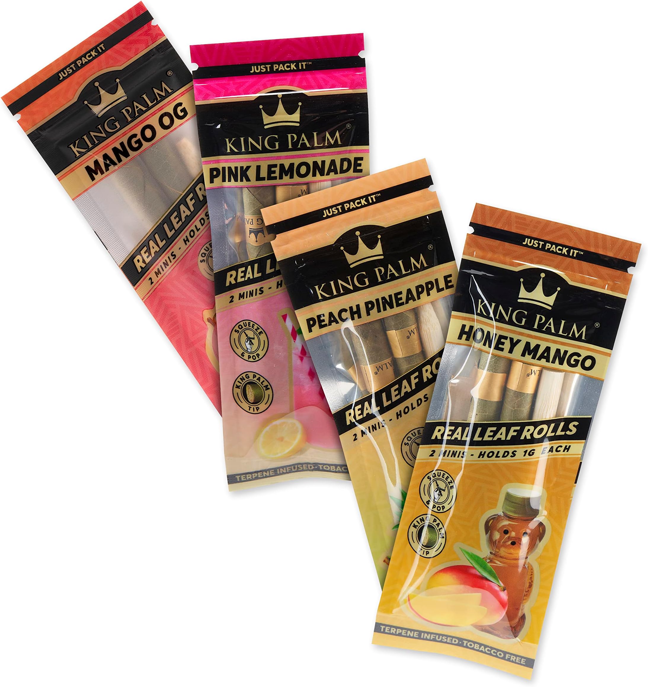 King Palm Mini Size Cones - 2 Rolls per Pack, 4 Packs - Organic Pre Rolled Cones - King Palm Cones (Combo Pack-1 of Each)