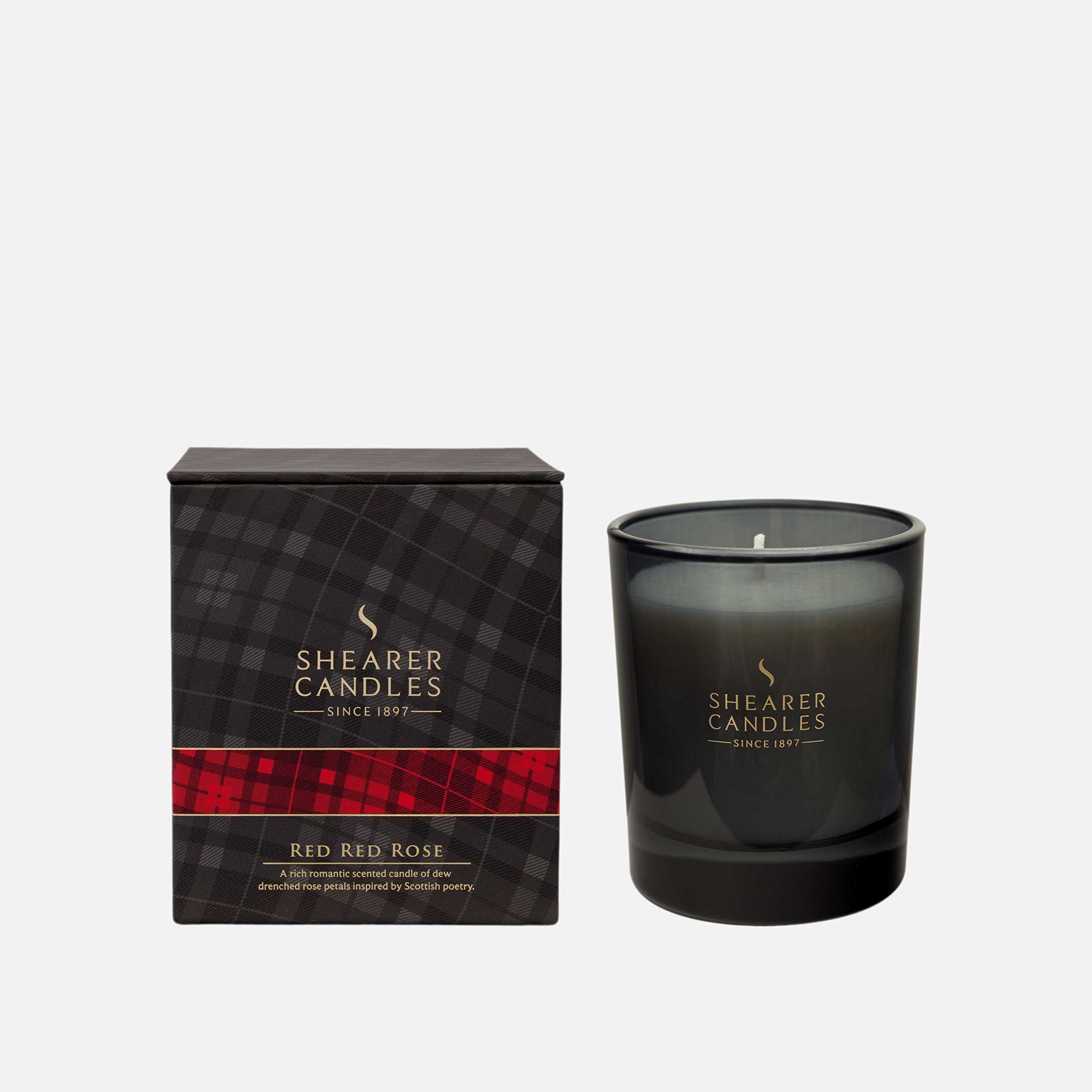 Shearer Black Candles Red Red Rose Scented Candle In Tartan Gift Box - Ivory Wax