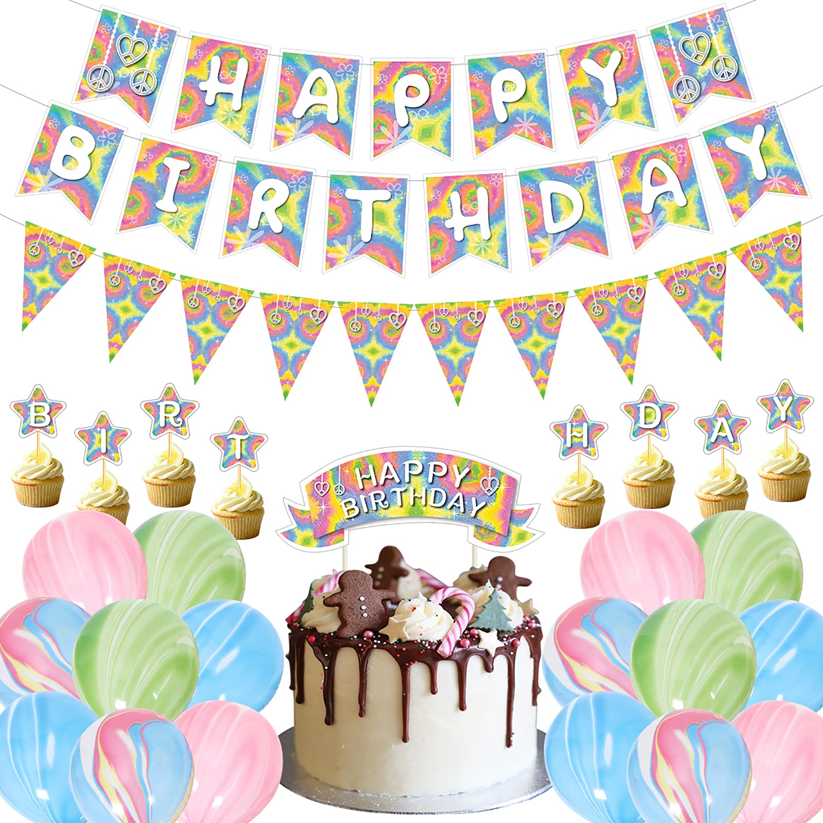 Buy QICI Rainbow Themed Party Supplies, Happy Birthday Banner