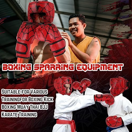 Miniatura 4 de Juego de accesorios y guantes de boxeo para niños, guantes de boxeo de 6 onzas y equipo de combate para boxeo, kickboxing, Muay Thai BJJ Karate