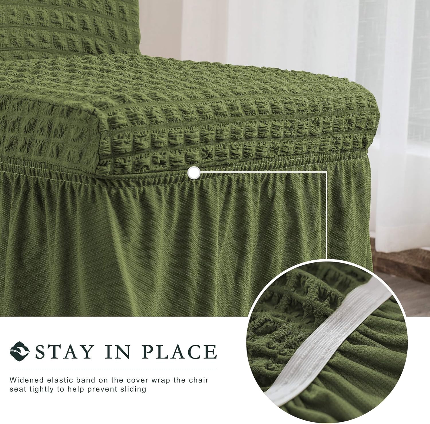 Exclusive Discount 70% Price CHUN YI Stretchy Universal Easy Fitted Dining Chair Cover Slipcovers with Skirt, Removable Washable Furniture Chair for Kids Pets Home Ceremony Banquet Wedding Party(2Pcs,Green)