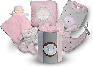 Set Regalo Bebé Recién Nacido Niña Canastilla Premium Nacimiento Cesta Original Bienvenida Caja Útil Bautizo Baby Shower Detalle Sorpresa Revelación Género Listo para Regalar 0-3 Meses