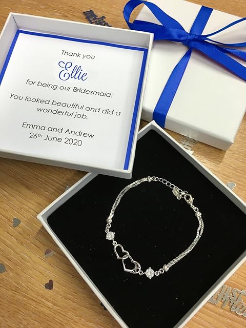 My Pretty Little Gifts PERSONALISED WEDDING THANK YOU GIFT PRESENT HEART BRACELET ROYAL BLUE FAVOUR BOX. BRIDESMAID, MAID OF HONOUR, FLOWER GIRL, MOTHER OF THE BRIDE, MOTHER OF THE GROOM