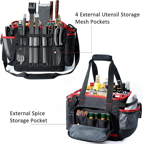 Miniatura 3 de Organizador grande para barbacoa con base dura moldeada, bolsa de utensilios para exteriores compatible con Blackstone para camping, picnic y portón